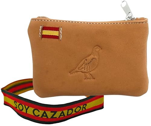 Geldbörse aus Leder in den Farben des Bandea von Spanien, spanische Geldbörse, handgefertigt, inklusive Schlüsselanhänger und Armband aus Spanien., Rebhuhn, Klassisch von Planta Color