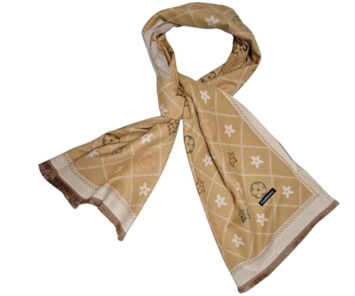 Planta Color Wunderschöner weicher und dicker Schal – Maße 185 x 68 cm – ideal zum Warmhalten mit elegantem Design – Ocker-Rauten, 42 von Planta Color