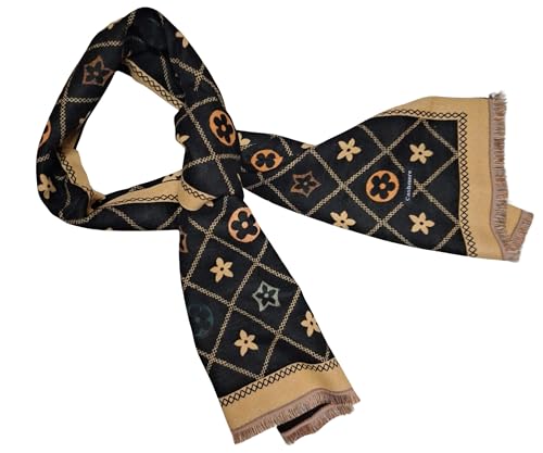 Planta Color Wunderschöner weicher und dicker Schal – Maße 185 x 68 cm – ideal zum Warmhalten mit elegantem Design – breiter Schal oder Schal, Schwarze Rauten, 42 von Planta Color