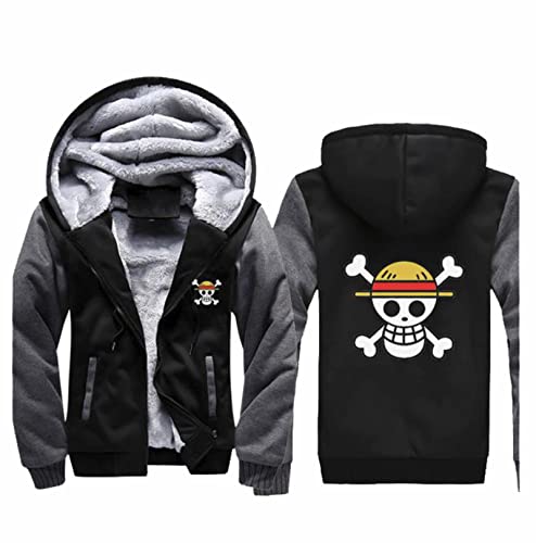 Anime One Piece Portgas D Ace Kapuzen-Sweatshirt Cosplay Kostüm Dicker Kapuzenmantel Herren Hoodie Fleece Druck Jacke von Plantain