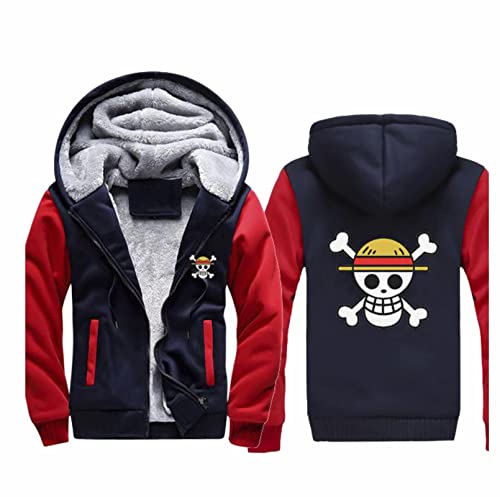 Anime One Piece Portgas D Ace Kapuzen-Sweatshirt Cosplay Kostüm Dicker Kapuzenmantel Herren Hoodie Fleece Druck Jacke von Plantain