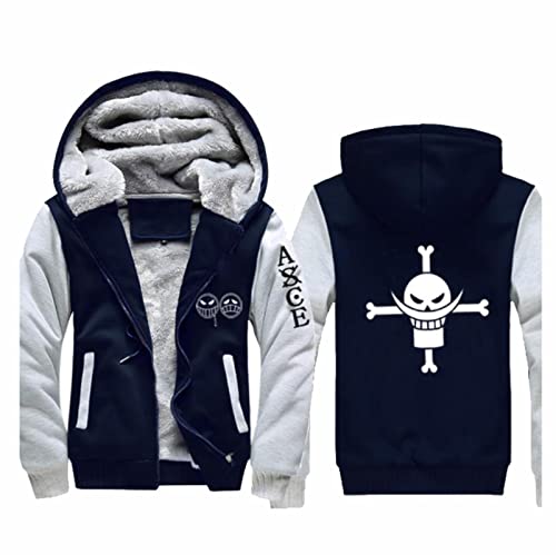 Anime One Piece Portgas D Ace Kapuzen-Sweatshirt Cosplay Kostüm Dicker Kapuzenmantel Herren Hoodie Fleece Druck Jacke von Plantain