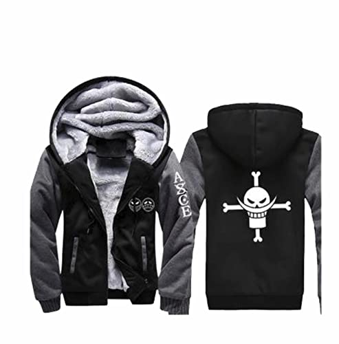 Anime One Piece Portgas D Ace Kapuzen-Sweatshirt Cosplay Kostüm Dicker Kapuzenmantel Herren Hoodie Fleece Druck Jacke von Plantain