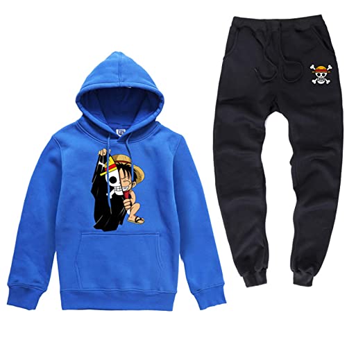 Japanischer Anime One Piece Herren Trainingsanzug, Lustig Bedruckter Jogginganzug Sportbekleidung Herbst Winter Hoodie und Hose Set von Plantain