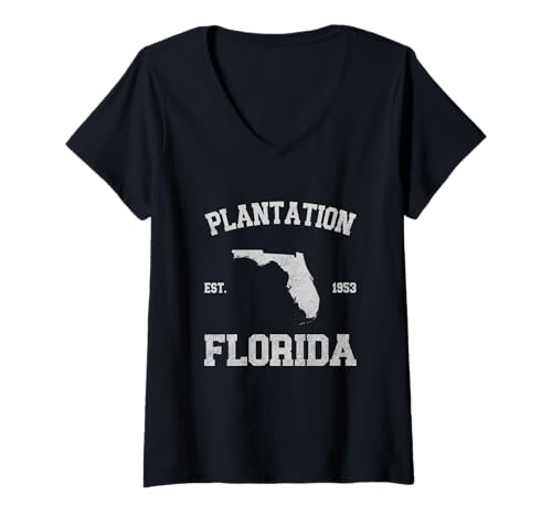 Damen Plantation T-Shirt mit V-Ausschnitt Damen Plantation T-Shirt mit V-Ausschnitt von Plantation, Florida FL Designs 0825