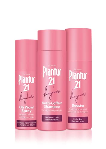 Plantur 21#langehaare Set: Nutri-Coffein Shampoo 200ml + Booster 125ml + Oh Wow! Spray 100ml - Das Extra-Pflege-Set für Dein Haar | Verbessert das Haarwachstum | Hitzeschutz bis zu 230 Grad von Plantur 21