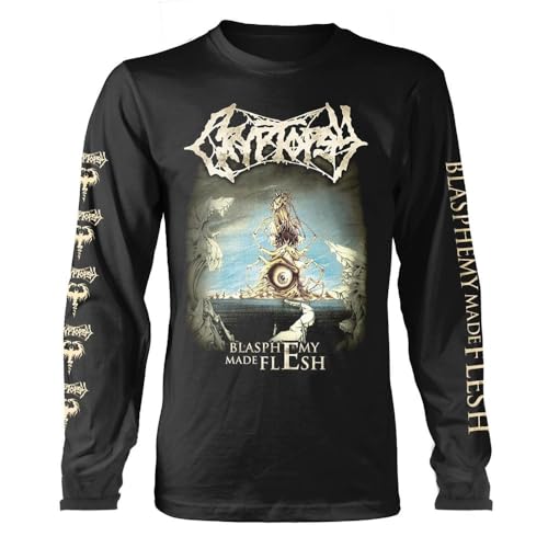 Cryptopsy T Shirt Blasphemy Made Flesh Nue offiziell Herren Schwarz Long Sleeve von Plastic Head