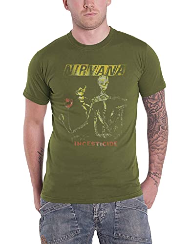 Nirvana T Shirt Reformant Incesticide Band Logo Nue offiziell Herren Grün von Plastic Head