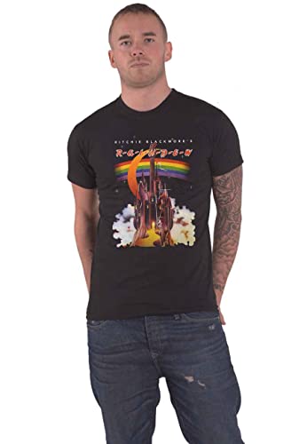 Rainbow T Shirt Ritchie Blackmores Rainbow Album Nue offiziell Herren Schwarz XL von Plastic Head