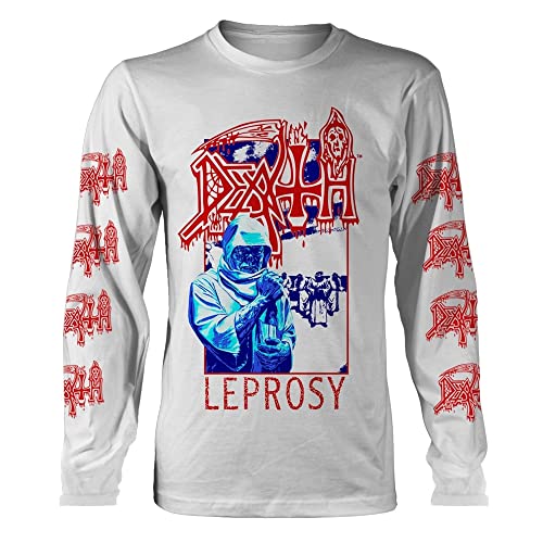 Death 'Leprosy Posterized' Langarmshirt, Weiß, Weiß, Groß von Plastic Head