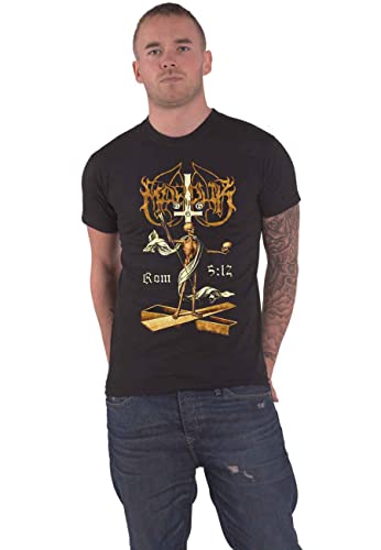 Marduk T Shirt Rom 5:12 Gold Band Logo Nue offiziell Herren Schwarz XL von Plastic Head