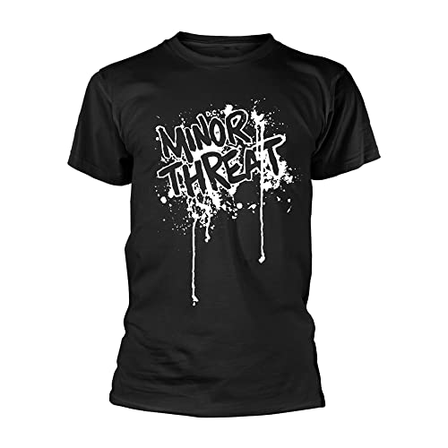 Minor Threat T Shirt Drips Band Logo Nue offiziell Herren Schwarz von Plastic Head