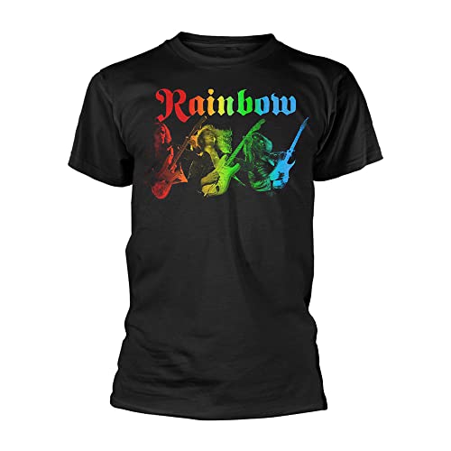 Rainbow T Shirt 3 Ritchies Band Logo Blackmore Nue offiziell Herren Schwarz XL von Plastic Head