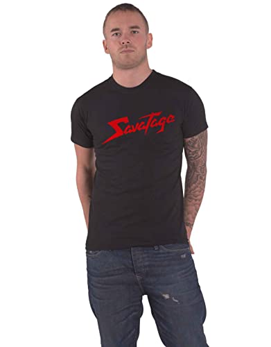 Savatage T Shirt Rot Band Logo Nue offiziell Herren Schwarz von Plastichead