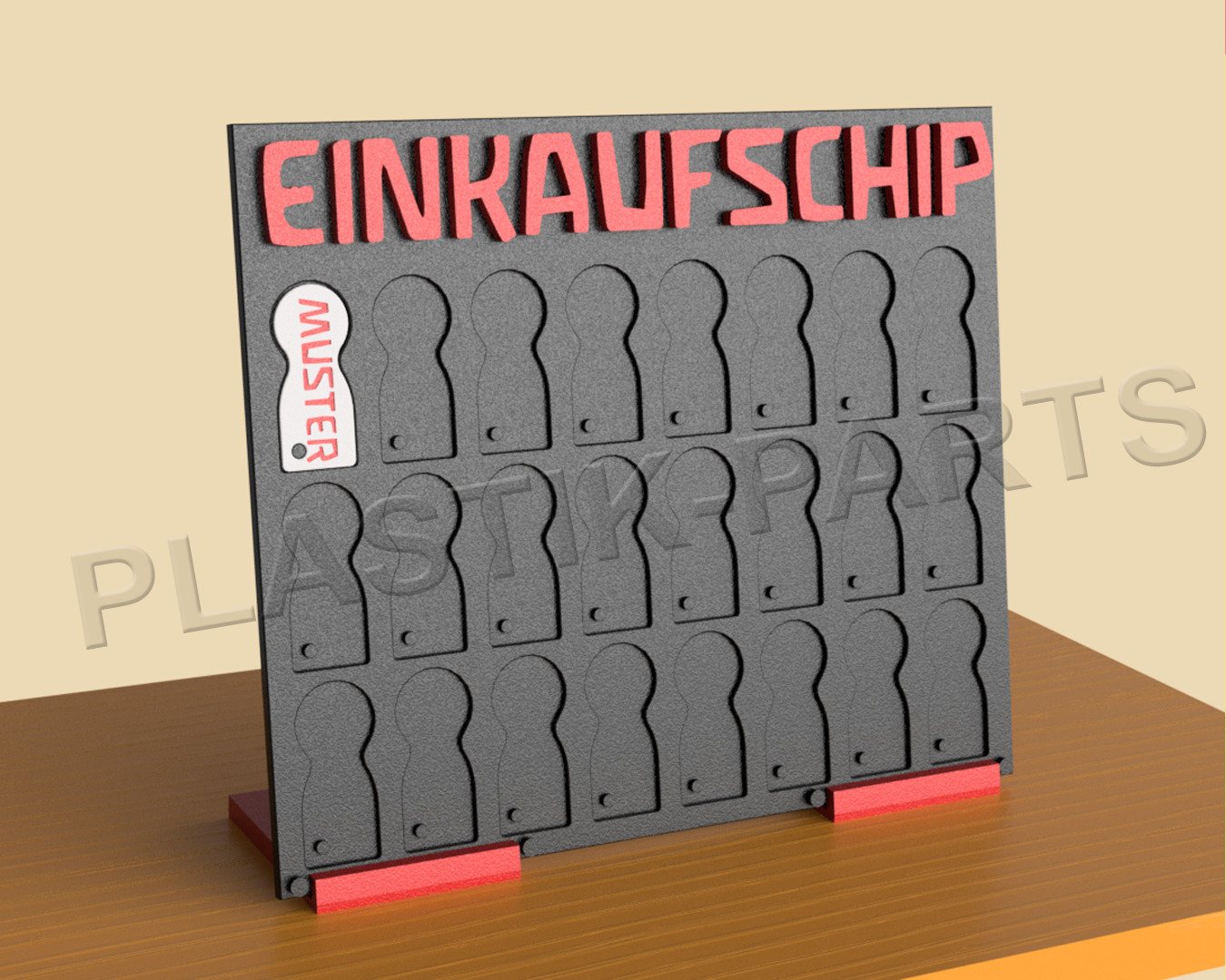 Plastik Parts Schlüsselanhänger mit Gravur Einkaufswagenchip Ständer abziehbarer Einkaufswagenlöser Eyecatcher von Plastik Parts