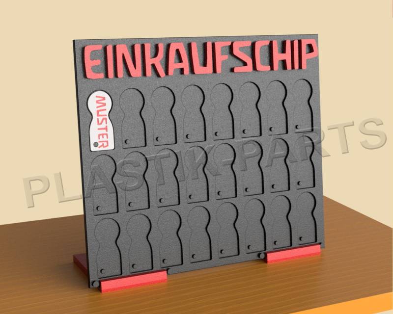 Plastik Parts Schlüsselanhänger mit Gravur Einkaufswagenchip Ständer abziehbarer Einkaufswagenlöser Eyecatcher von Plastik Parts