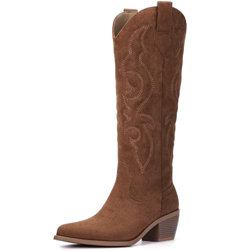 Platikly Weiße Cowboystiefel für Damen – breite Wade, Strass, Cowgirl-Stiefel, kniehohe Westernstiefel, glitzernde glitzernde Damenstiefel mit klassischer Stickerei und seitlichem Reißverschluss Platikly Weiße Cowboystiefel für Damen – breite Wade, Strass, Cowgirl-Stiefel, kniehohe Westernstiefel, glitzernde glitzernde Damenstiefel mit klassischer Stickerei und seitlichem Reißverschluss von Platikly