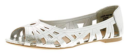 Platino Chloe Synthetik Material Ballerinas Schuhe Silber - Silbern, 40 von Platino