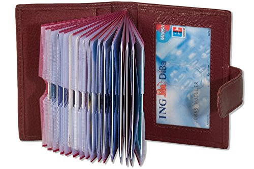 Platino KREDITKARTENETUI 19 Kartenfächern Weiches, naturbelassenem Rindsleder Cherry von Platino