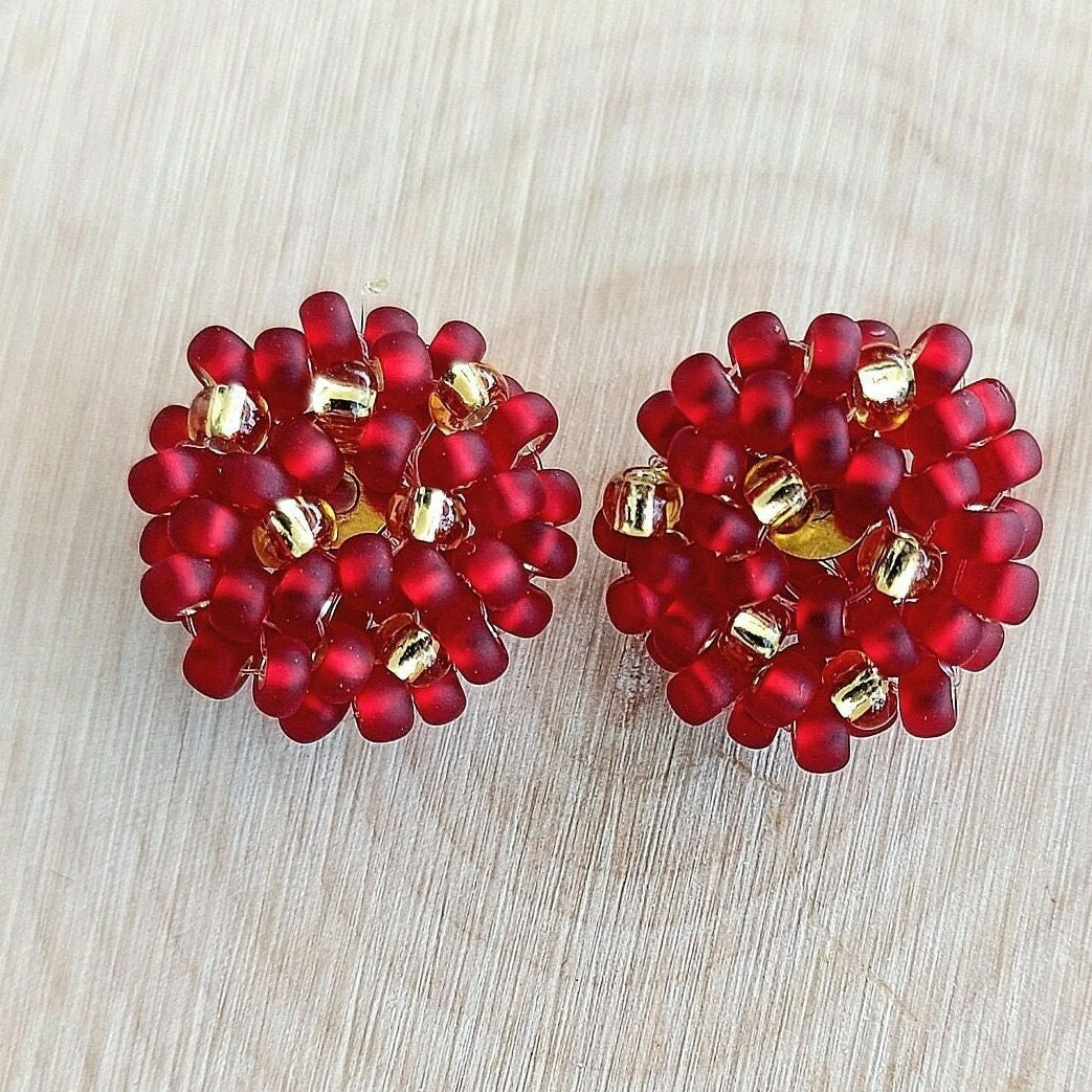 Ohrstecker | Beeren Saatperlen Roccailles Verschiedene Farben von PlattfischDesign