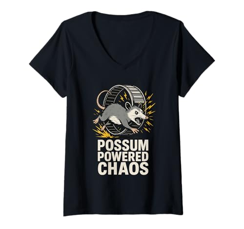 Damen Lustiger Possum Chaos Animal Mischief Beuteltier Müll Panda T-Shirt mit V-Ausschnitt Damen Lustiger Possum Chaos Animal Mischief Beuteltier Müll Panda T-Shirt mit V-Ausschnitt von Play Dead Possum Vibes Certified Trash Panda