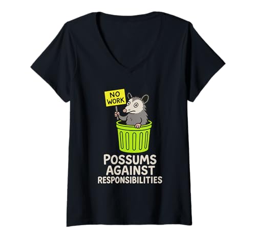Damen Lustiger Possum Chaos Animal Mischief Beuteltier Müll Panda T-Shirt mit V-Ausschnitt Damen Lustiger Possum Chaos Animal Mischief Beuteltier Müll Panda T-Shirt mit V-Ausschnitt von Play Dead Possum Vibes Certified Trash Panda