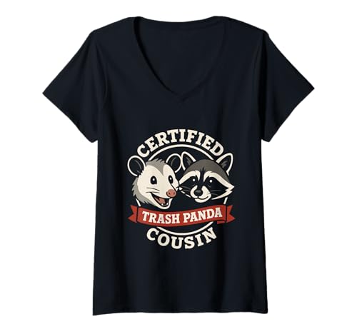 Damen Lustiger Possum Chaos Animal Mischief Beuteltier Müll Panda T-Shirt mit V-Ausschnitt Damen Lustiger Possum Chaos Animal Mischief Beuteltier Müll Panda T-Shirt mit V-Ausschnitt von Play Dead Possum Vibes Certified Trash Panda