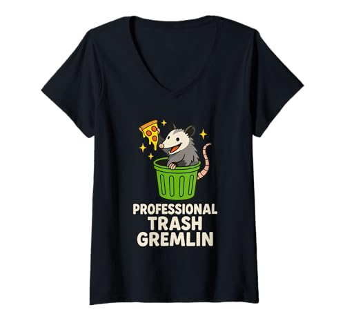 Damen Lustiger Possum Chaos Animal Mischief Beuteltier Müll Panda T-Shirt mit V-Ausschnitt Damen Lustiger Possum Chaos Animal Mischief Beuteltier Müll Panda T-Shirt mit V-Ausschnitt von Play Dead Possum Vibes Certified Trash Panda