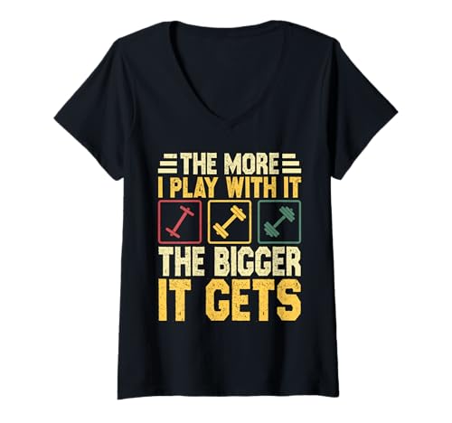 Damen Lustiges Fitness-Studio-Workout-Humor Gewichte Grafikdesign T-Shirt mit V-Ausschnitt Damen Lustiges Fitness-Studio-Workout-Humor Gewichte Grafikdesign T-Shirt mit V-Ausschnitt von Play Harder Get Stronger Gym Life Tee
