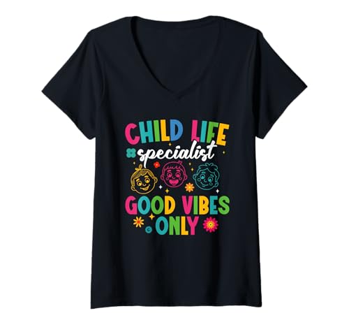 Damen Fachkraft für Kinderheilkunde Appreciation Good Vibes CLS Zertifiziert T-Shirt mit V-Ausschnitt Damen Fachkraft für Kinderheilkunde Appreciation Good Vibes CLS Zertifiziert T-Shirt mit V-Ausschnitt von Play Therapy Outfit For CCLS & Healthcare Worker