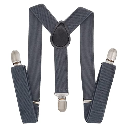 PlayCool Child Kids Suspenders - 1" Adjustable Y-Back Suspender for Boys & Girls - Dark Grey von WannGe