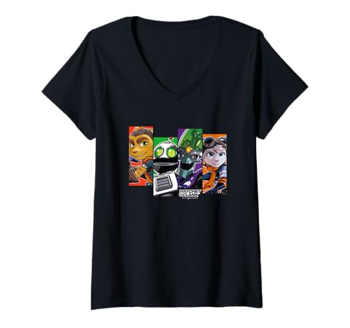Damen Ratchet & Clank Rift Apart Character Grid T-Shirt mit V-Ausschnitt von PlayStation