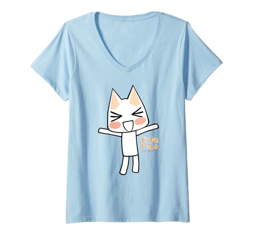 Damen Toro Inoue Doko Demo Issyo Cat Japanese Logo Video Game T-Shirt mit V-Ausschnitt von PlayStation