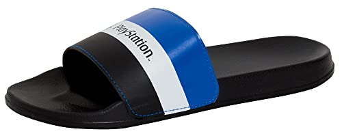 Playstation Männer Sony Sliders, Teens Gaming Slip-On Sandalen für Spieler, Jungen Flip-Flops, Duschschuhe, Schwarz/Blau, 39 EU von Playstation