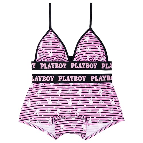 Playboy Damen Amazon Exclusive Juniors Ladies Print Underwear and Bra Sets in Sizes XXS-XL Slips für Jungen, 2er-Pack Pink Bunny on Heather, L von Playboy