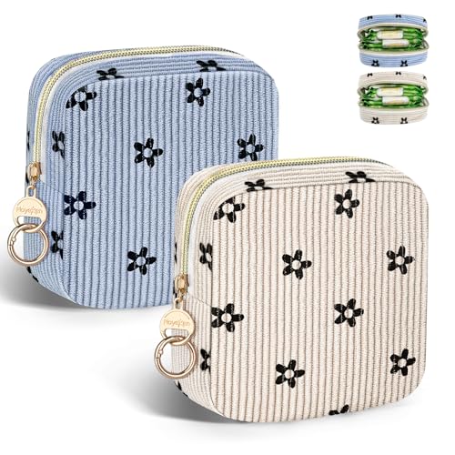 2 St.Binden Tasche Tampon Aufbewahrung Hygienebeutel für Damenbinden Tampons Perioden Tasche Slipeinlagen Box für Unterwegs Notfalltasche Schule Mädchen Erste Periode Set Geschenke(Blau&Beige-Blume) 2 St.Binden Tasche Tampon Aufbewahrung Hygienebeutel für Damenbinden Tampons Perioden Tasche Slipeinlagen Box für Unterwegs Notfalltasche Schule Mädchen Erste Periode Set Geschenke(Blau&Beige-Blume) von Playexen
