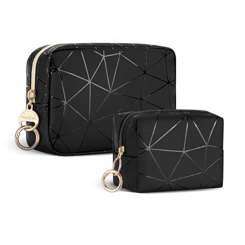 2 Stück Kosmetiktasche Set Schminktasche Klein mit Mini-Kulturbeutel wasserdichte PU Leder Mini Make up Tasche Kleine Tragbare Kulturtasche für Reisezubehör-Organizer Multifunktional Geldbeutel Damen von Playexen