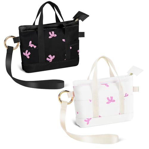 2 Stück Mini Geldbörse Damen Münzbörsen Kleine für Damen Coin Purse Geldbeutel Canvas mit Reißverschluss Mini Tasche für Münzen Lippenstift Schlüssel Datenkabel Tampons 12*3,8*8,5cm(Schwarz&Beige) von Playexen