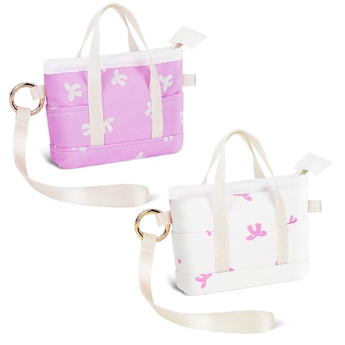 2 Stück Mini Geldbörse Damen Münzbörsen Kleine für Damen Coin Purse Geldbeutel Canvas mit Reißverschluss Mini Tasche für Münzen Lippenstift Schlüssel Datenkabel Tampons 12 * 3,8 * 8,5cm(Rosa&Beige) von Playexen