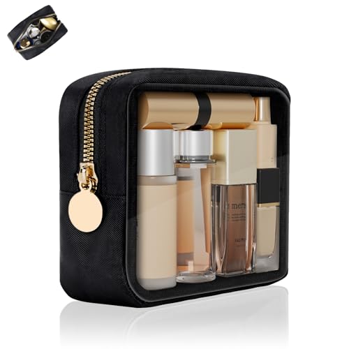 Durchsichtig Kosmetiktasche Klein Mini Transparent Kulturtaschen Make up Tasche Kleine Kulturbeutel Damen Wasserdicht Nylon für Reise Kosmetikzubehör-Organizer Mädchen 12 * 5 * 12cm von Playexen