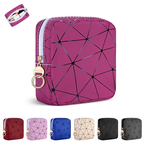 Klein Kosmetiktasche Mini Makeup Tasche Kleine Schminktasche Damen PU-Leder Tragbare Kulturbeutel Wasserdicht Kosmetikzubehör-Organizer Multifunktional Reise-Kulturtasche Geldbeutel für Frauen Rose von Playexen