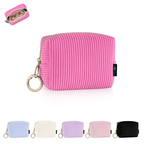 Mini Tasche Kleine Kosmetiktasche Schminktasche Damen Make up Tasche Reise Zubehör Verdickter Cord Kulturtasche mit Reißverschluss Kulturbetuel Organizer Geschenk Beste Freundin 11*5,5*8,5cm(Rose) von Playexen