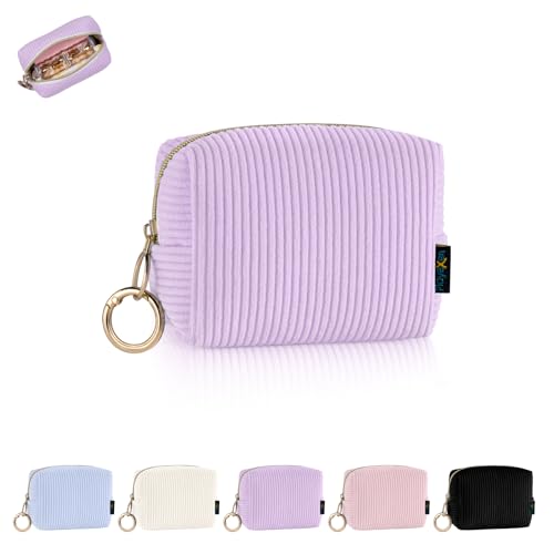 Mini Tasche Kleine Kosmetiktasche Schminktasche Damen Make up Tasche Reise Zubehör Verdickter Cord Kulturtasche mit Reißverschluss Kulturbetuel Organizer Geschenk Beste Freundin 11*5,5*8,5cm(Lila) von Playexen