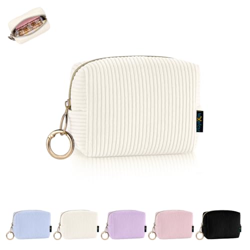 Mini Tasche Kleine Kosmetiktasche Schminktasche Damen Make up Tasche Reise Zubehör Verdickter Cord Kulturtasche mit Reißverschluss Kulturbetuel Organizer Geschenk Beste Freundin 11*5,5*8,5cm(Beige) von Playexen