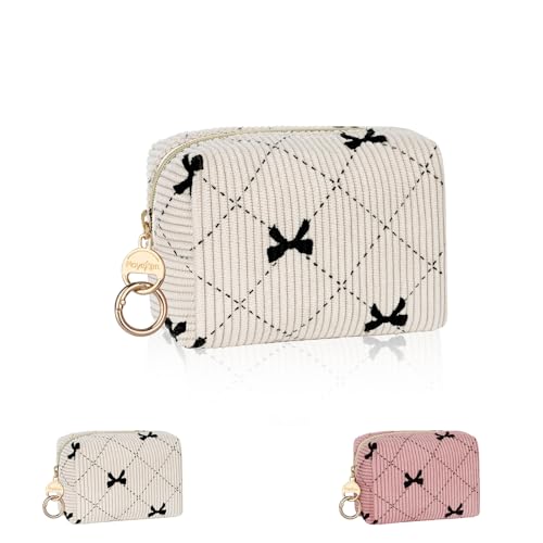 Mini Tasche Kosmetiktasche Kleine Schminktasche Damen Make up Tasche Kleine Reise Zubehör Cord Kulturtasche mit Reißverschluss Kulturbetuel Organizer Geschenk Beste Freundin 11*5,5*8,5cm(Fliege-A) von Playexen