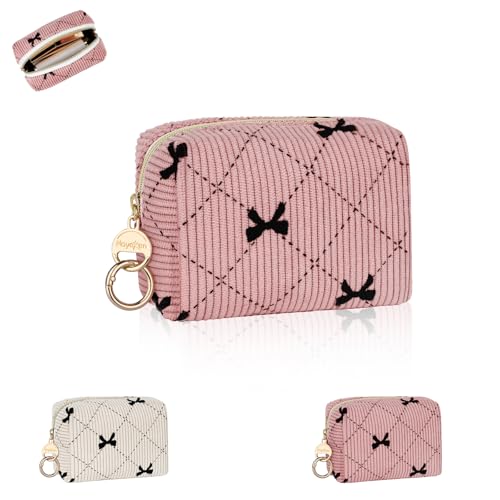 Mini Tasche Kosmetiktasche Kleine Schminktasche Damen Make up Tasche Kleine Reise Zubehör Cord Kulturtasche mit Reißverschluss Kulturbetuel Organizer Geschenk Beste Freundin 11*5,5*8,5cm(Fliege-B) von Playexen