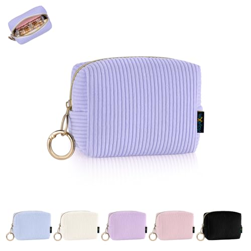 Mini Tasche Kosmetiktasche Kleine Schminktasche Damen Make up Tasche Kleine Reise Zubehör Cord Kulturtasche mit Reißverschluss Kulturbetuel Organizer Geschenk Beste Freundin 11*5,5*8,5cm(HelleLila) von Playexen