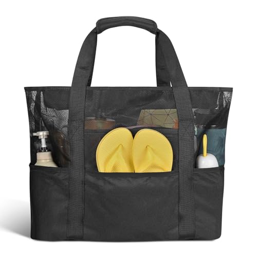 Strandtasche XXL Familie mit Reißverschluss Saunatasche Damen Groß Faltbare Leichte Vielseitiger Schwimmtasche Badetasche Umhängetasche für the Beach Reisetasche Pool Fitnessstudio,47*20,5*34,5CM von Playexen