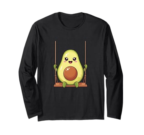 Niedliches Avocado-Cartoon-Design für Kinder Langarmshirt von Playful Avocado Veggie Kids Designs