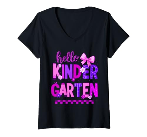 Damen Bunte Kindergarten-Vibes - Back to School Fun Art T-Shirt mit V-Ausschnitt Damen Bunte Kindergarten-Vibes - Back to School Fun Art T-Shirt mit V-Ausschnitt von Playful Classroom Vibes Co.